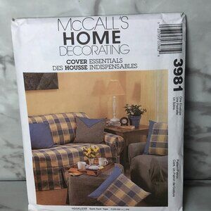 McCall's 3981 Home Decorating Sewing Pattern Sofa & Chair Cover Pillows Curtains